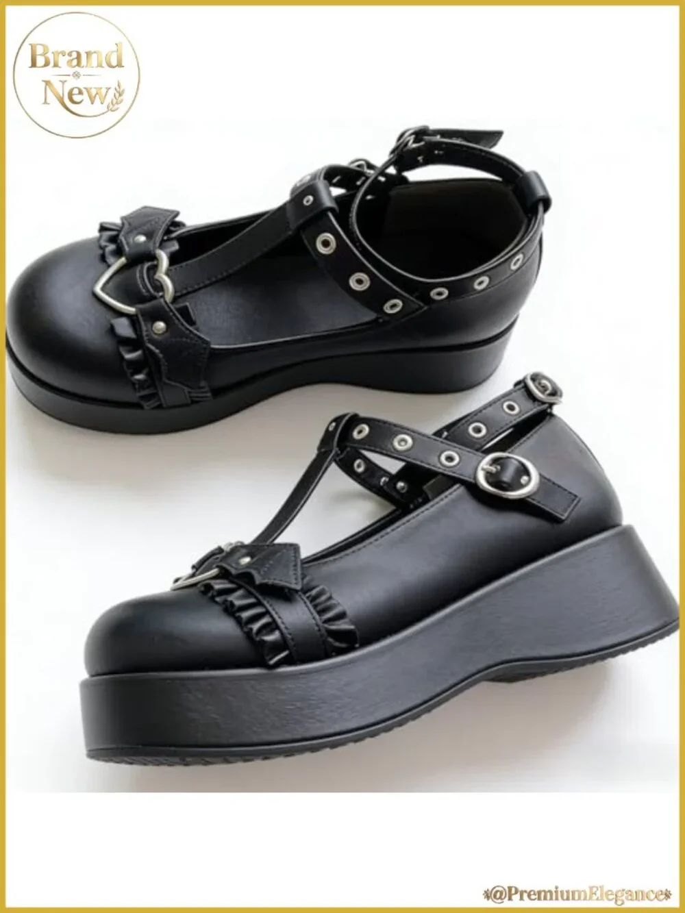 Patent Leather Mary Jane Platform Pumps T-Strap Ankle Strap Goth Cosplay